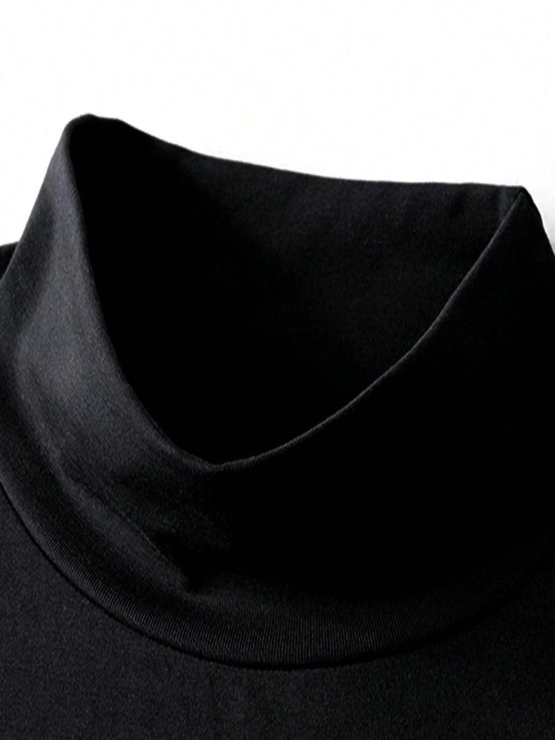 Men's High Neck Warm Long Sleeve T-Shirt + Faux Two-Piece Pants Set, Casual Fashion, Fall & Winter Wear, Comfortable and Stylish