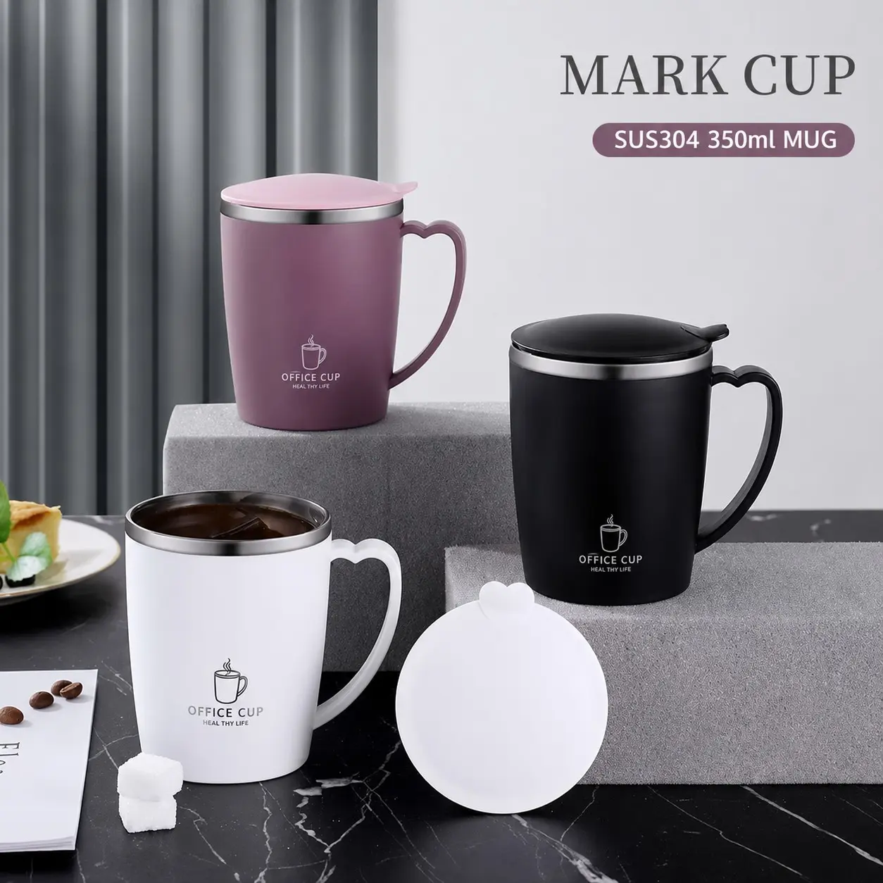 304 Stainless Steel Insulated Mug, Dual Layer Heat-Resistant Cup with Lid, Outdoor Coffee Milk Drinkware for Men and Women, Insulated Car Mug, Reusable Thermos Cup