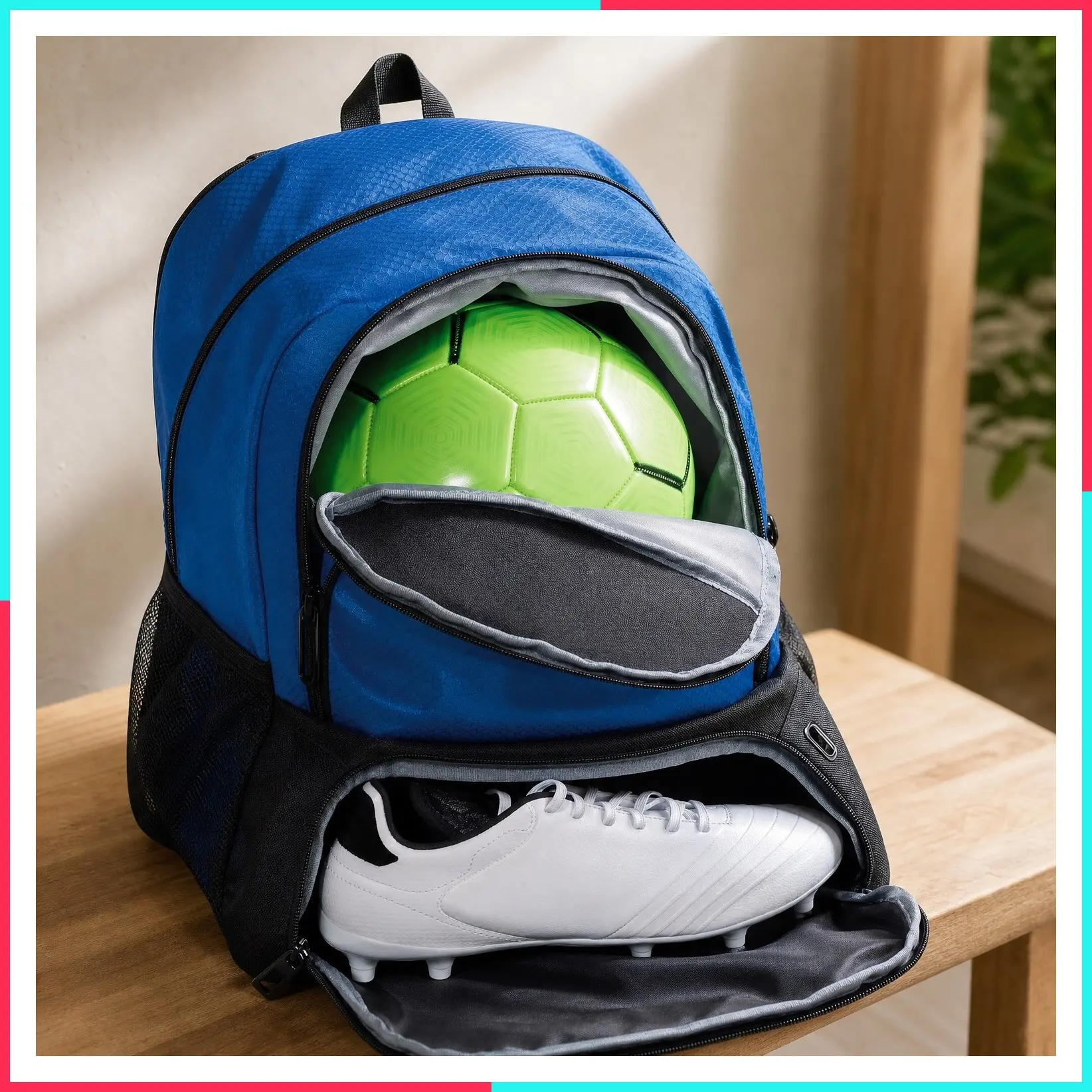 Youth Soccer Backpack & Sports Bag with Separate Cleat and Ball Compartment for Basketball, Volleyball & Football