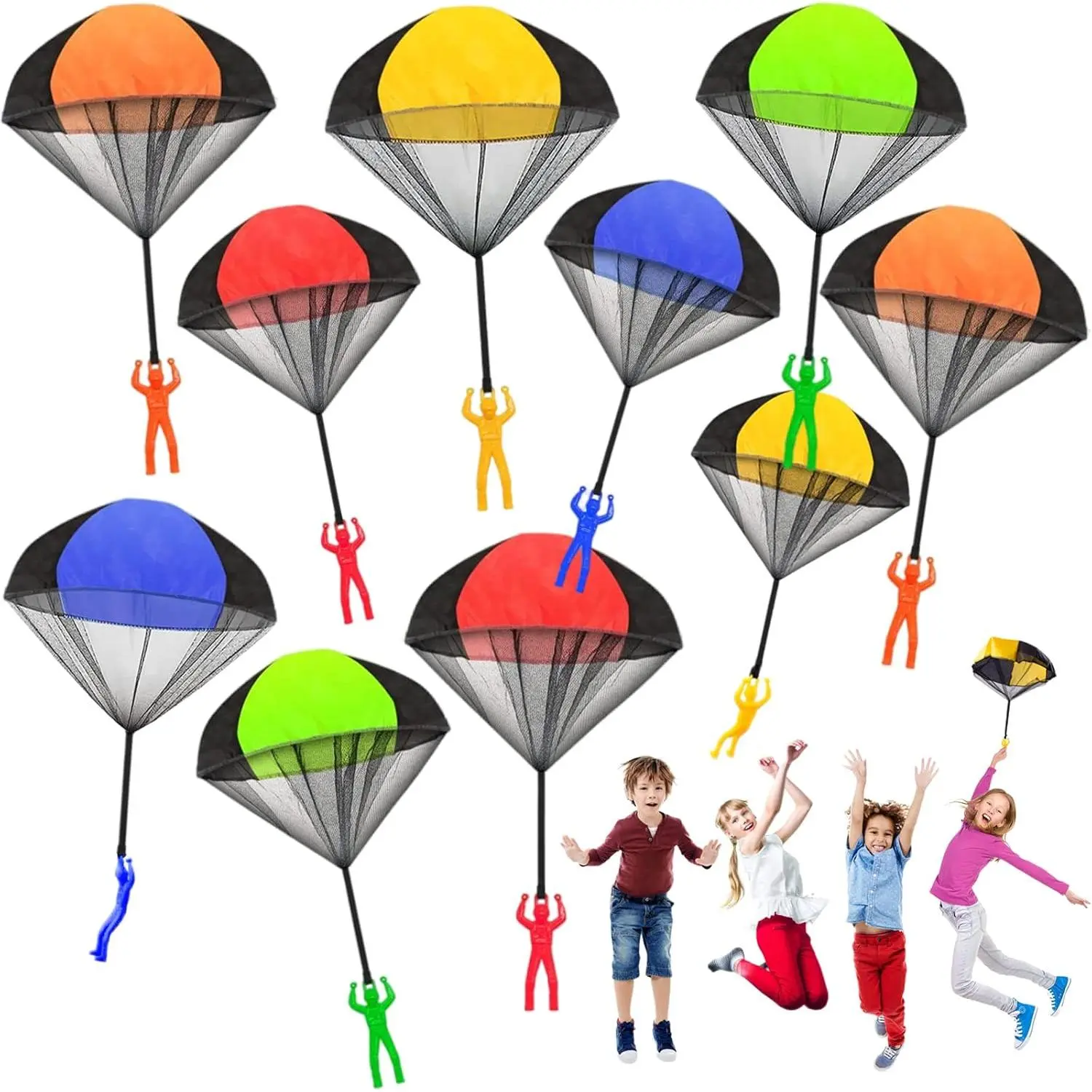 10 Pack Parachute Toy,Tangle Free Throwing Toy Parachute,Outdoor Toss It Up Flying Toys for Kids,Gifts(5 Colors)fidget toys