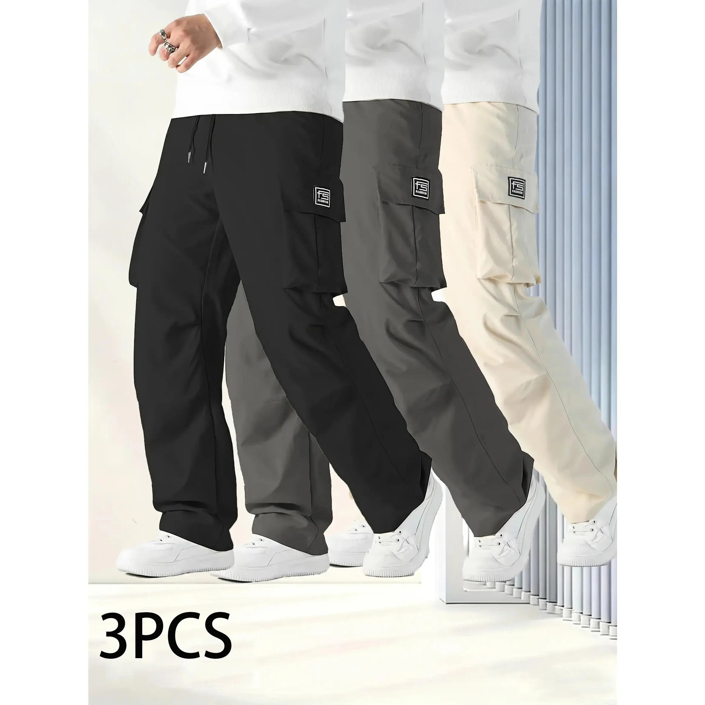 3 Pack Men's Tactical Cargo Pants, Elastic Waistband & Multi-Pocket Design, Perfect for Spring & Summer, Ideal for Outdoor Activities, Trouser, Menswear tiktokshopspringglowup,father'sdaygifts
