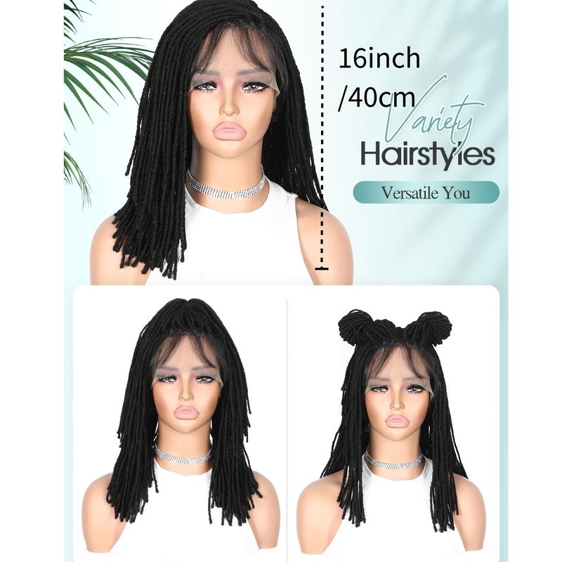 2025 new Full Lace Dreadlock Wig with Baby Hair Short Faux Locs Wig for Women And Men Lightweight Pre-Plucked Micro Locs Wig African American Synthetic Twist Braid Wigs