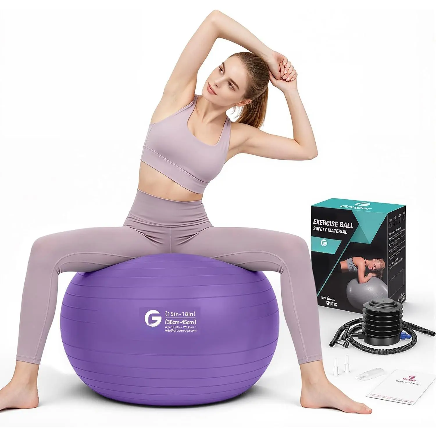 Exercise Ball, 45cm-75cm Extra Thick Yoga Ball for Working Out