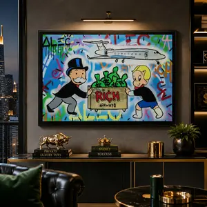 Funny Cartoon Character Money-Themed Poster, Waterproof Art Print, Modern Home Decor, Living Room-Kitchen Decoration, Home Accessories with Decoration Box, Canvas Wall Art Print, Money Quote Poster for Bedroom Dorm Office, Gift for Entrepreneurs