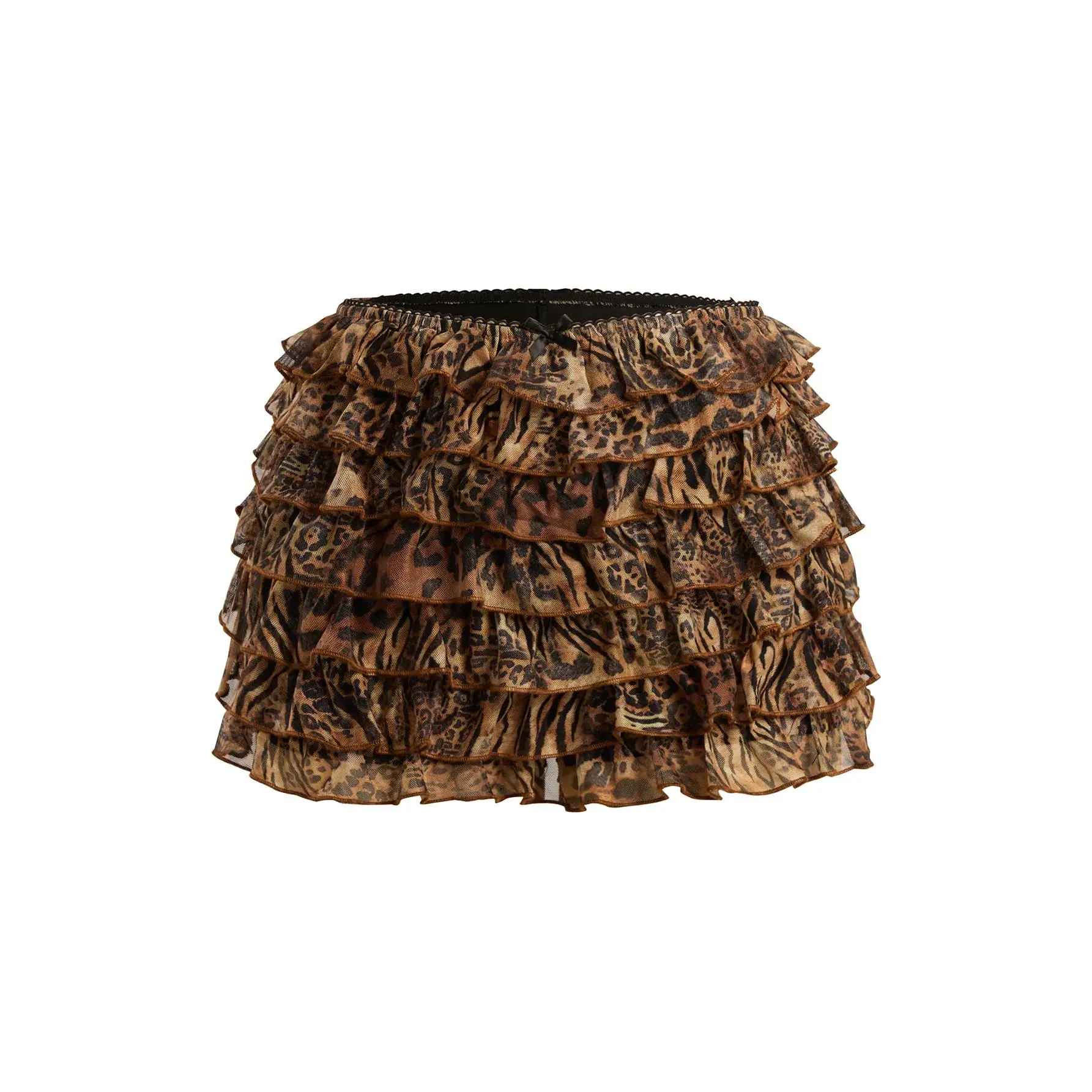 Y2K Cheetah Bloomers Tiered Layered Micro Shorts Elastic Waist Ruffle Shorts, Going Out Outfits