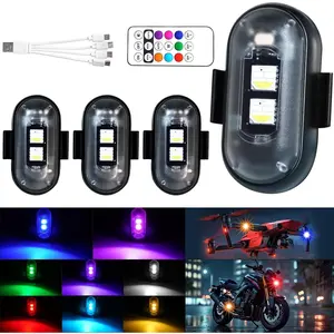 Waterproof Wireless Led Lights, LED Strobe Lights with Remote, Led Anti-Collision Lights USB Charging Wireless Strobe Light for Cars Motorcycle Bike