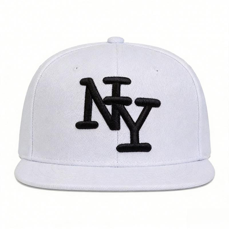 Flat-brim baseball cap with 3D NY embroidery, fully enclosed flat-brim cap, unisex, suitable for street dance, large head circumference hat