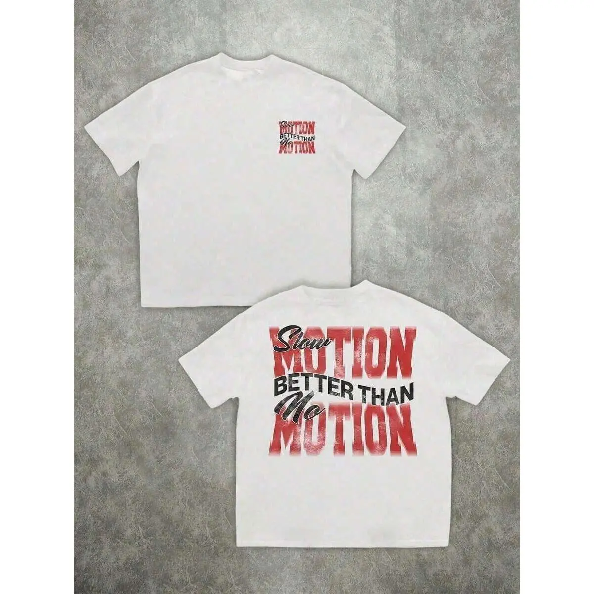 [Sporty T-Shirt]Slow Motion Better Than Motion Double Sided Digital Printed 220g 1pcs Plus Size Men's Casual 100% Cotton Tee  Vintage Style Graphic Tee ShirtRelaxed Plus Size T-Shirt