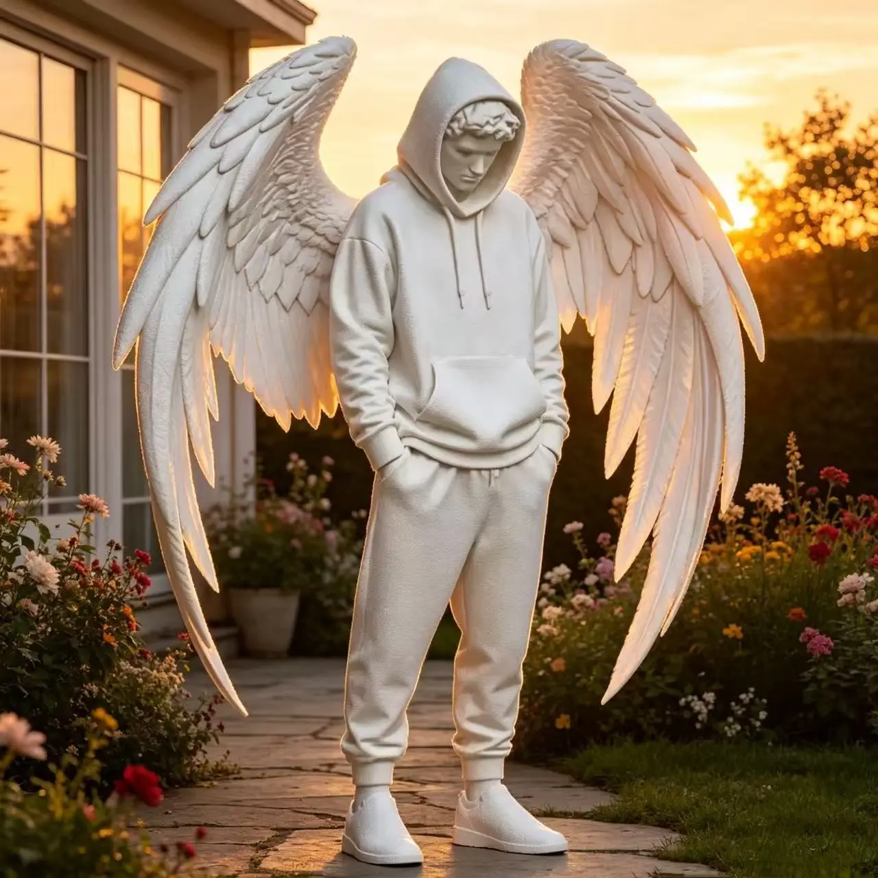 Creative Hooded Angel Statue, Simple Resin Craft, Bedroom Study Decor, Perfect Gift or Personal Use, Elegant Home Ornament, Decorative Ornaments