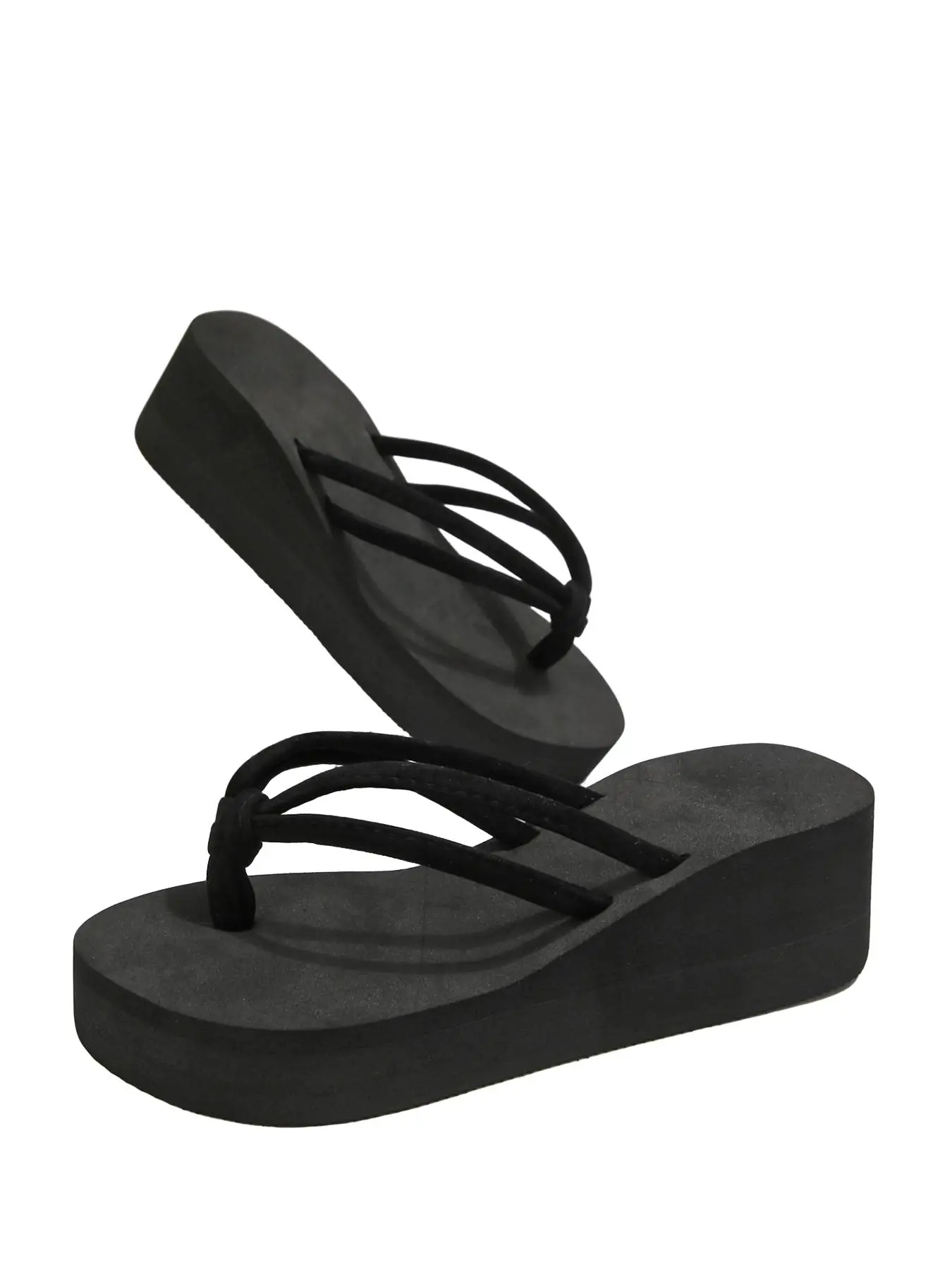 Thin Strap Wedge Sandals for Women, Height-Boosting Thick Sole, Casual Beach Resort Footwear, Open-Toe Flip Flops, Summer Wedges