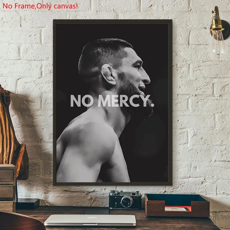 1 piece/set frameless canvas painting print poster, Classic realistic Boxing Sports star art, Khamzat Chimaev No Mercy, a perfect gift for mixed martial arts loves, ideal gift for bedroom, living room, dorm hallway, kitchen,s mural, wall decor