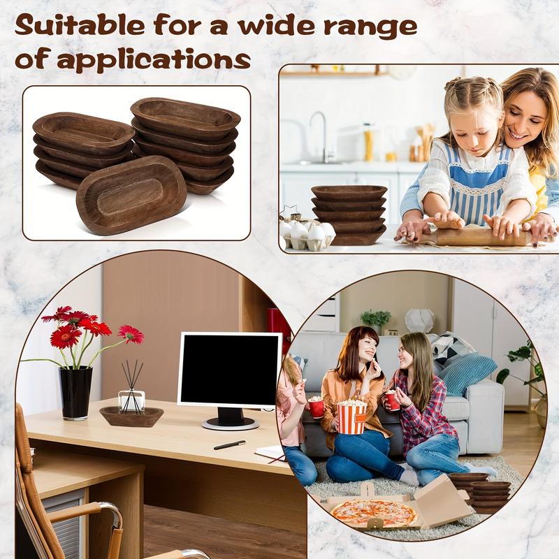 10 Pack Wooden Dough Bowls Bulk Rustic Dough Bowls Hand Carved Wood Bowl Dining Room Paulownia Bowls For DIY Home Crafts Making Farmhouse Fruits Supplies Decoration