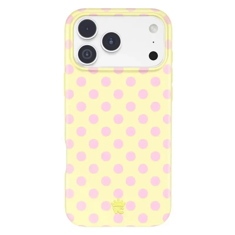 Buttercream Polka Dot & Plaid Polycarbonate iPhone Case, Durable Mobile Phone Protective Cover for iPhone Devices, Shell