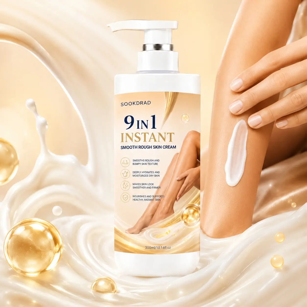 instant smooth rough skin cream, 9 in 1, deep hydration, moisturizing dry skin, smoothing bumpy skin texture, firming skin, nourishing healthy radiant skin, for body legs, all skin types,