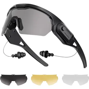 Shooting Glasses with Earplugs - ANSI Z87.1+ Safety Glasses with Detachable NRR 32dB Earplugs, Fathers Gifts for Men