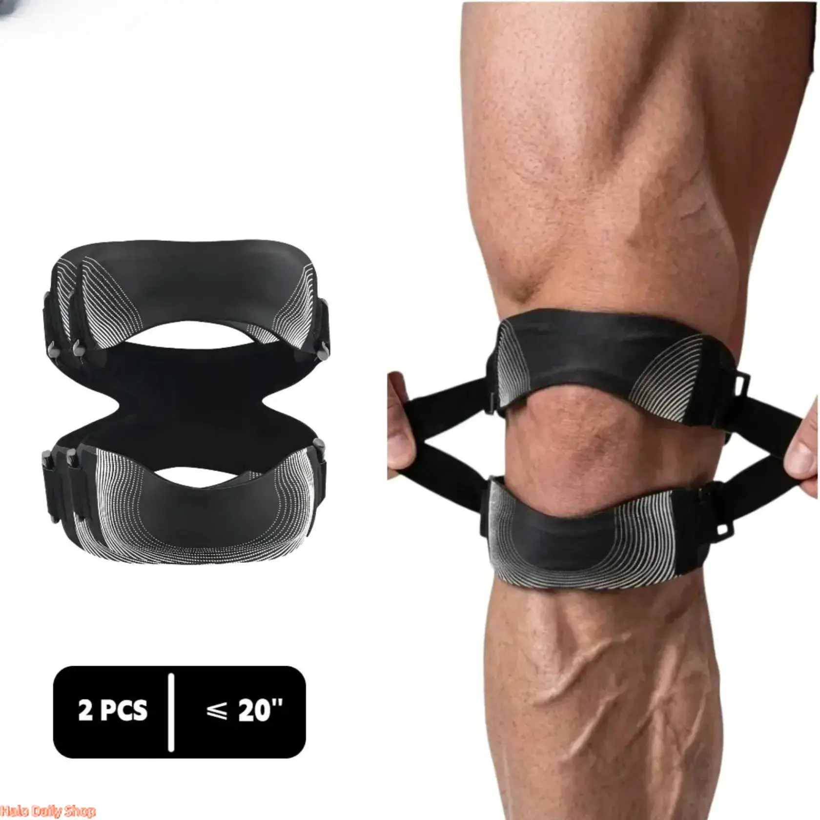 Unisex Black-2 Pack Adjustable Dual Patella Knee Straps - Neoprene & Silicone Brace with Non-Slip Velcro, 360-Degree Stabilization, Universal Size for Pickleball, Gym/Court/Trail Fitness, Ergonomic Fit