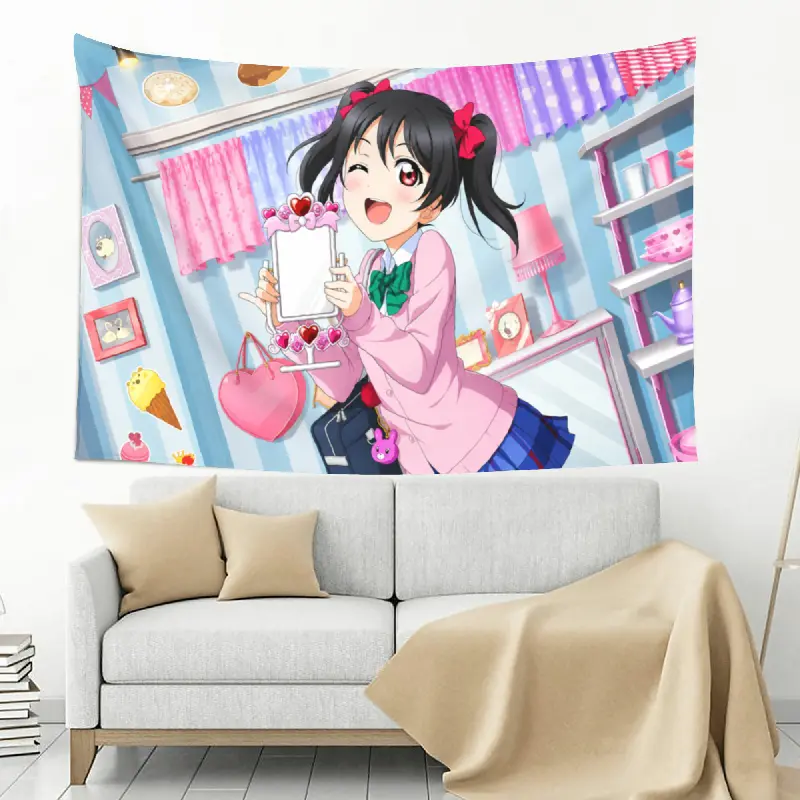Japanese Idol Style Tapestry, Cute Pop Art Wall Hanging, 60in x 40in Peach Skin Fabric Single-Sided Decor for Bedroom Living Room Dorm Studio, Modern Japanese Aesthetic Wall Art Home Decoration Gift