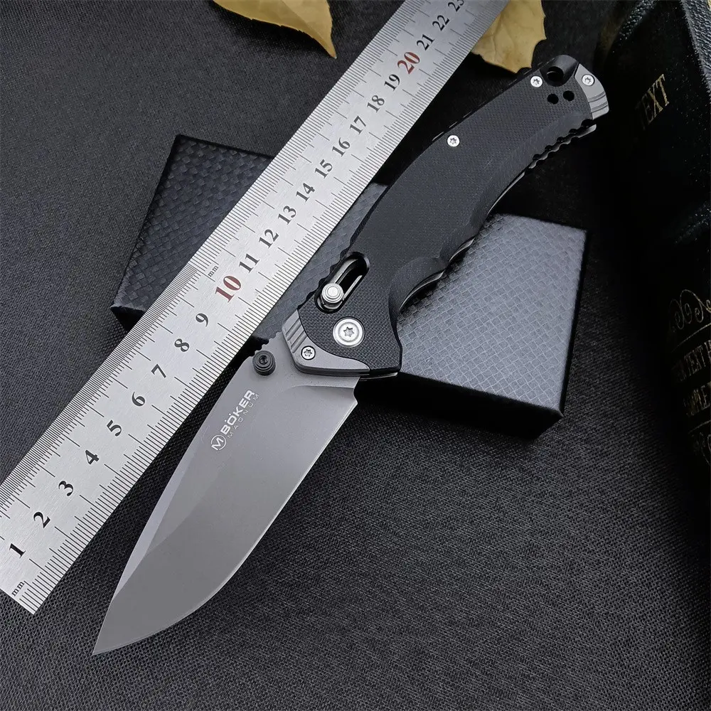 Outdoor tactical folding knife, Tactical Knives, with stone-washed 8Cr13Mov steel wide blade, black G10 anti-slip textured handle, smooth opening and closing with ball bearing, suitable for camping and exploration as well as outdoor work