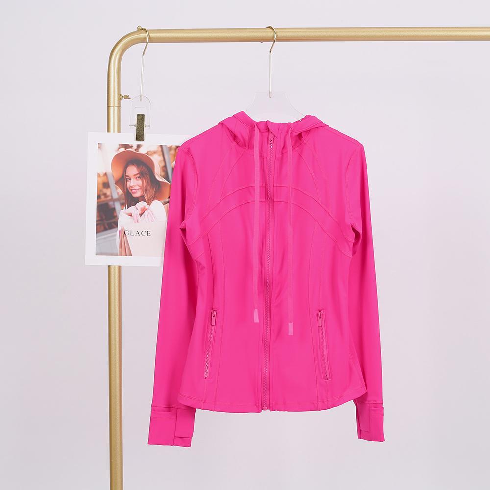 LULU  New hooded jacket for summer, thin, quick drying, slimming, tight fitting, sports and elastic jacket, slim fit