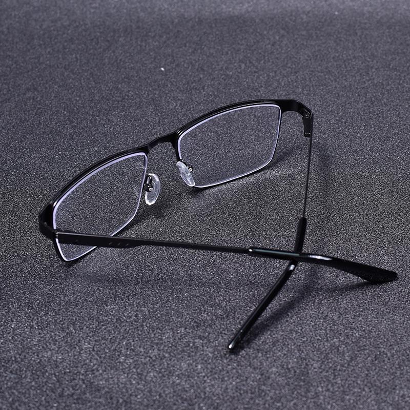 Men's Metal Frame Reading Glasses, Anti-Blue Light HD Lenses, Classic Square Stylish Eyewear, Durable Lightweight Presbyopic Glasses +1.0 to +4.0 for Daily Reading & Screen Use