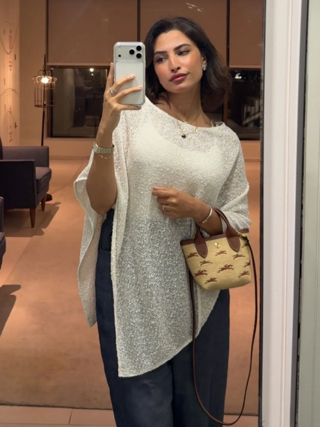 Women's Cape Asymmetric Cape Top Women Metallic Thread Knit Tops for Women Semi Sheer Summer Casual White Cape Woman Cape Holiday Beach Women's Cape Tops