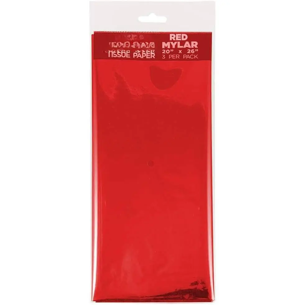 Tissue  - Red Mylar - 3 Sheets/Pack