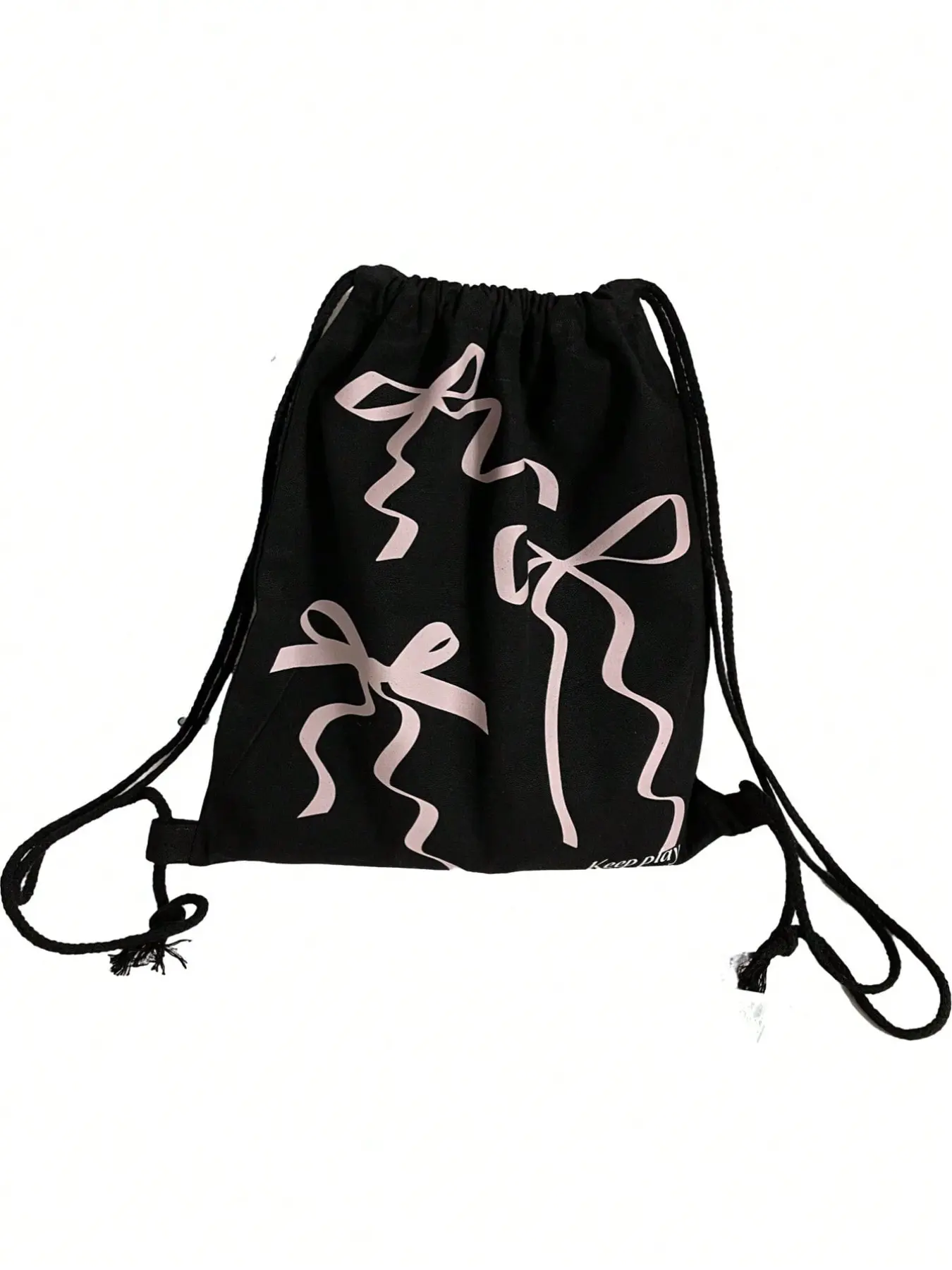 Cute Bow Print Women's Backpack, Drawstring Bag, Foldable Shoulder Bag, Large Capacity, Multi-Pocket, Travel & Fitness Bag