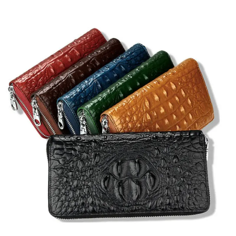 Crocodile Pattern Long Zipper Wallet Faux Leather Multi Card Slots Large Capacity Ladies Clutch Purse Cash Coin Organizer Handbag for Daily Shopping Travel