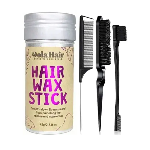 Smooth Back Comb and Hair Wax Set, Tames Frizz, Frizz Control, Frizz Free Styling, Smooths Broken Hairs, Smoothing, Creates Sleek Ponytails, Buns, and Foreheads, Styling Tool