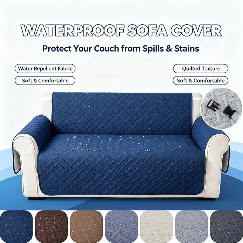 Water Repellent Sofa Cover, Non-Slip Quilted Couch Protector, Washable Furniture Slipcover, for Pets, Kids, Living Room