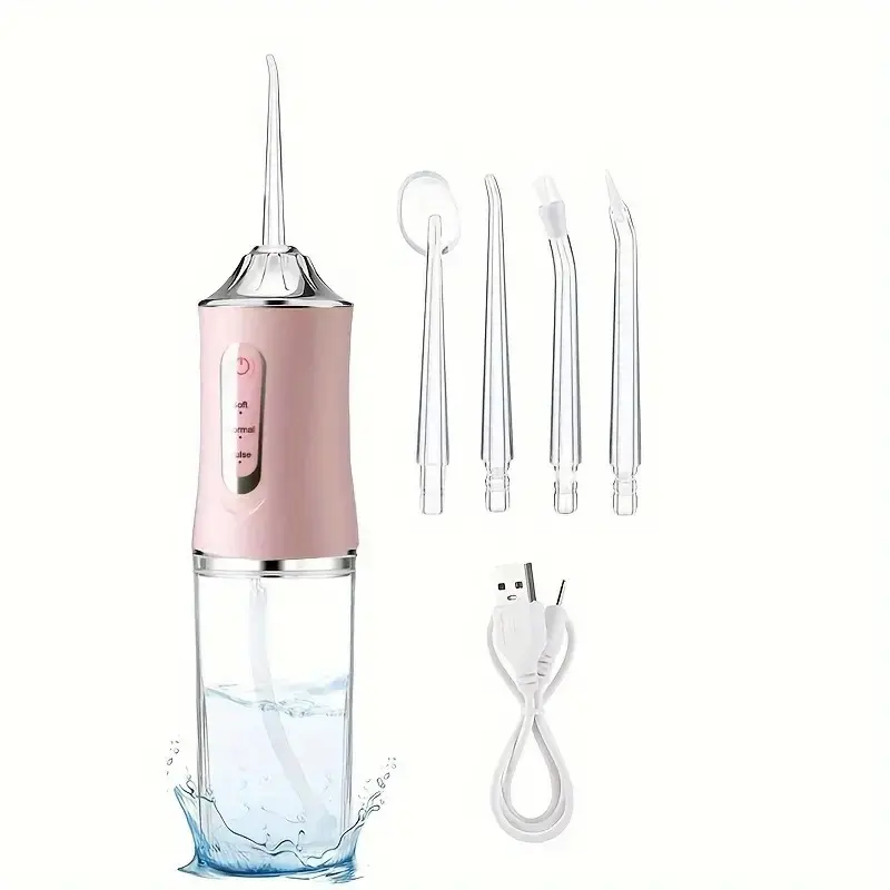 Portable Electric Oral Irrigator, USB Rechargeable Dual Water Flosser Oral Irrigator with Nozzles, Deep Cleaning Tooth Instrument for Home & Travel, Dental Floss, Cordless Water Flosser, Oral Care