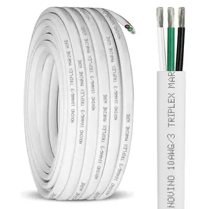 10/3 10AWG Triplex Tinned Copper Marine Grade Boat Cable 10 Gauge OFC Oxygen Free Copper for Automotive RV Boat Speaker Solar Outdoor 10ft