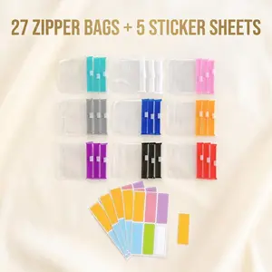 Clear Zipper Pill Storage Bag, 27 Counts with 5 Bonus Stickers per set, Reusable Pill Organizer, Portable Vitamin Organizer, Supplement Organizer, Portable Pill Storage Pouches for Travel, Home Organizer for Pills & Small Items, Medicine Organizer-YY1