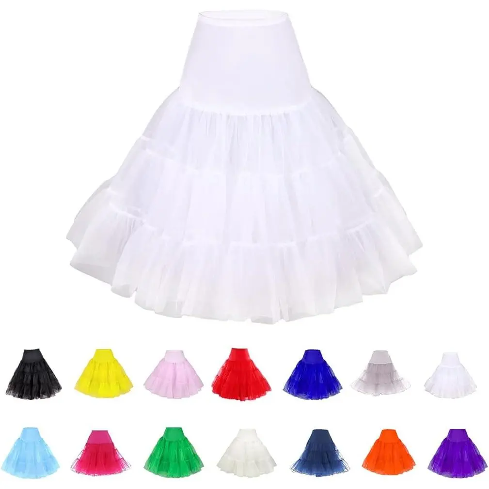 Women's Crinoline Petticoat - Short Tutu Slip Underskirt for Girls' Vintage Dress, Birthday Ballet Style Costume, Soft
