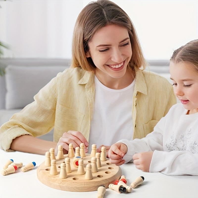 Wooden Memory Chess Game, 1 Set Portable Family Strategy Board Game, Tabletop Games, International Educational Chess Puzzle Game for Kids & Adults, Family Fun Game, Family Board Games, Outdoor Leisure Equipment