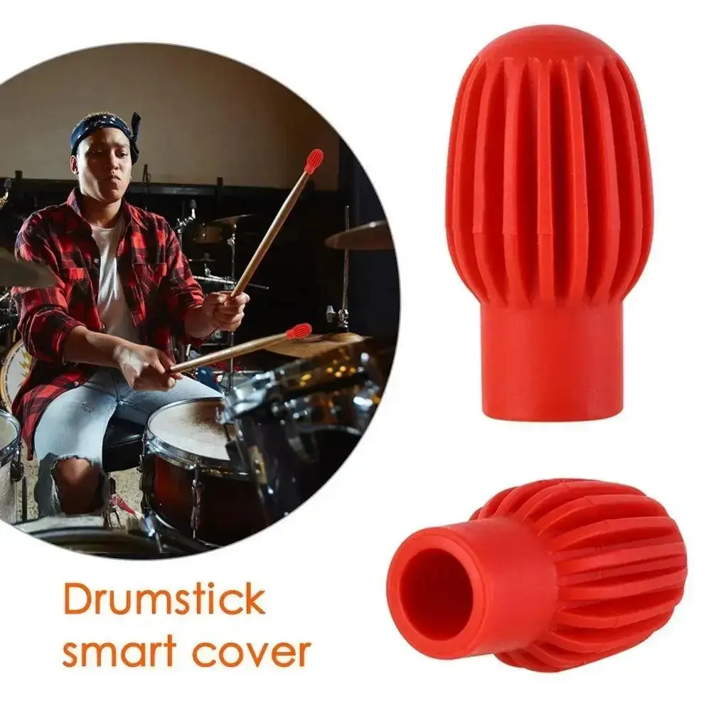2pcs Shelf Drum Mute Silicone Sleeve Weakness Muffler Contact Tips Drumstick Practice Tips Drumstick Mute Musical  Accessories