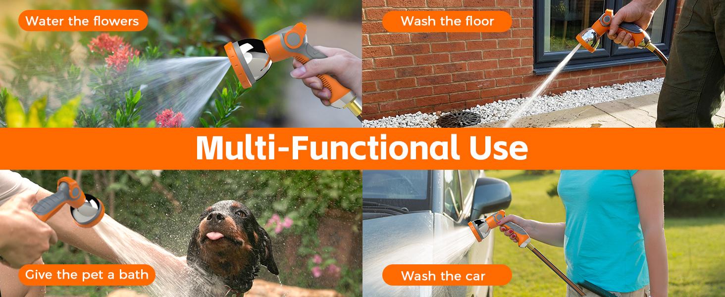 Retractable Garden Hose Reel 100 FT, 1/2" Heavy Duty Garden Hose 435 PSI Burst Pressure, Wall Mounted Water Hose Reel with 10-Pattern Nozzle, 180 °   Swivel, Slow Auto Rewind & Any Length Lock