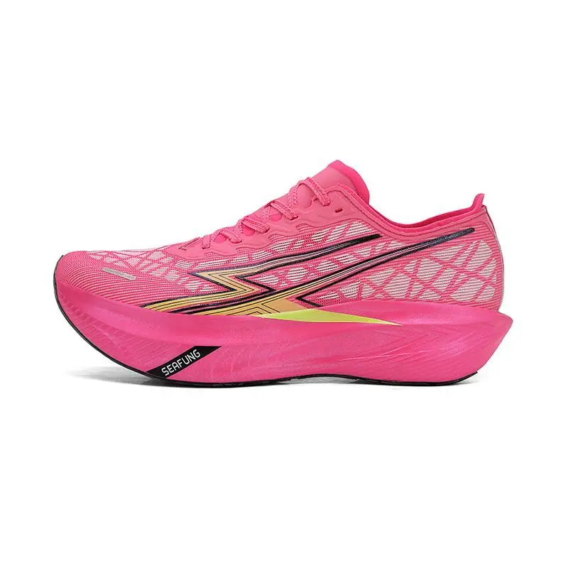 Women's Pink Carbon Plate Running Shoes Lightweight Breathable Mesh Workout Sneakers Non-Slip Athletic Marathon Race Shoes