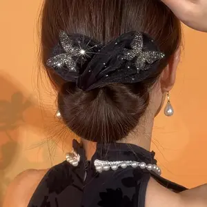 1/2pcs Set Crystal Butterfly Updo Hair Clips Korean Fashion Elegant Braid Hair Barrettes Headwear Girls Women Hair Additions