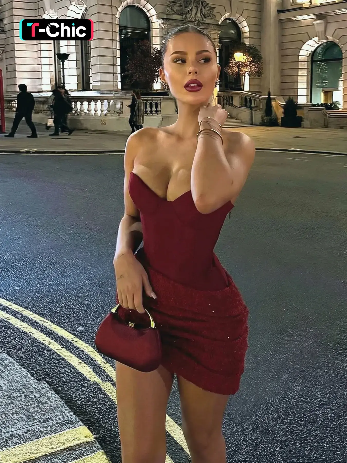 Sparkling Halter Short Dress with Color Block Design, Elegant Party Wear, Perfect for Special Occasions, Women's Fashion Clothing