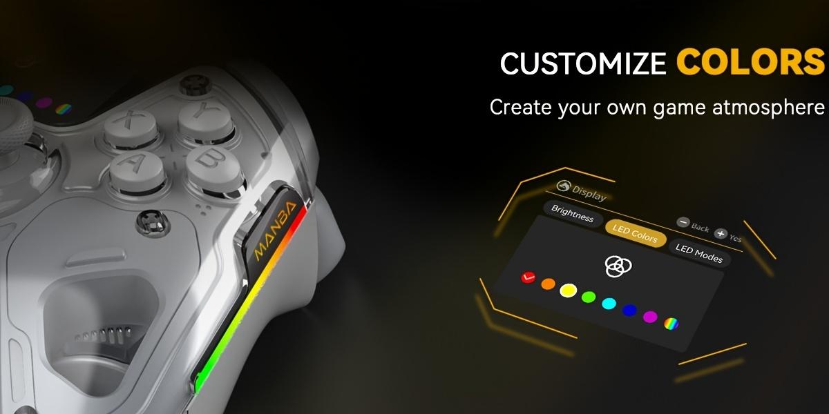 Interactive Screen Wireless Game Controller for PC/Switch/iOS/Android/Steam Deck, Hall Effect Joystick and Triggers, RGB Lighting, Remappable Buttons, 1800mAh with Charging Dock - V2/White (Non-Drifting). Not Compatible with Xbox, PS5 Console controller