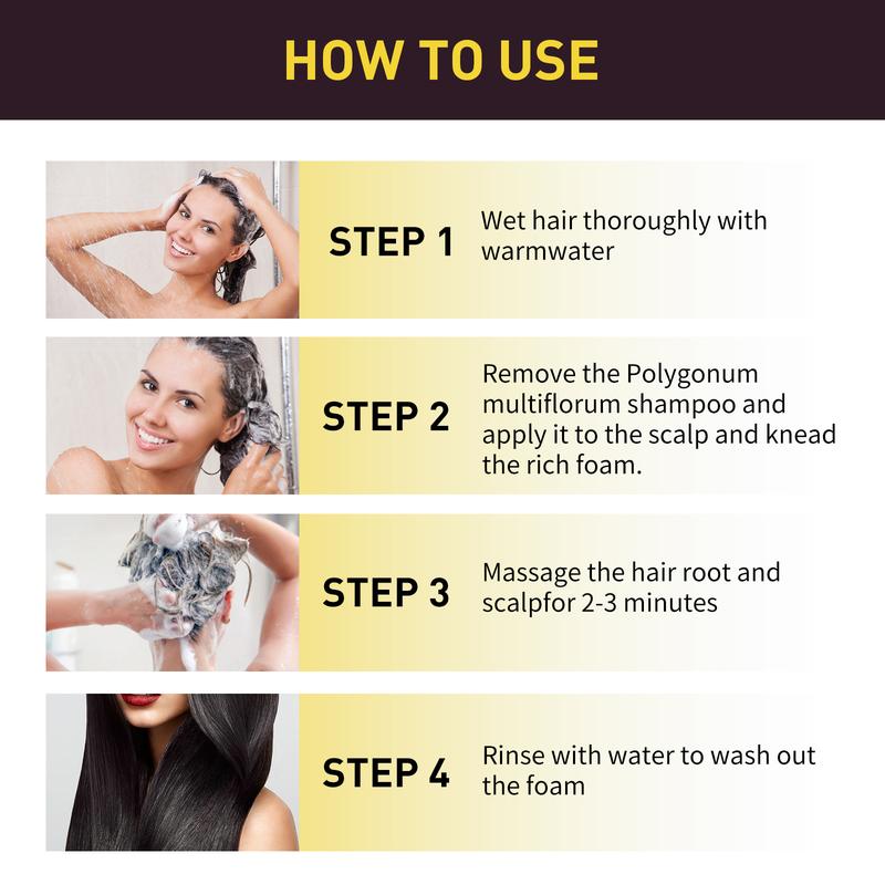 Black Hair Shampoo with Fo-Ti Extract Cleansing Repairing Wash for Dark Shiny Hair Moisturizing Nourishing Smoothing Hair Care Black Hair Shampoo with Fo-Ti Extract Cleansing Repairing Wash for Dark Shiny Hair Moisturizing Nourishing Smoothing Hair Care