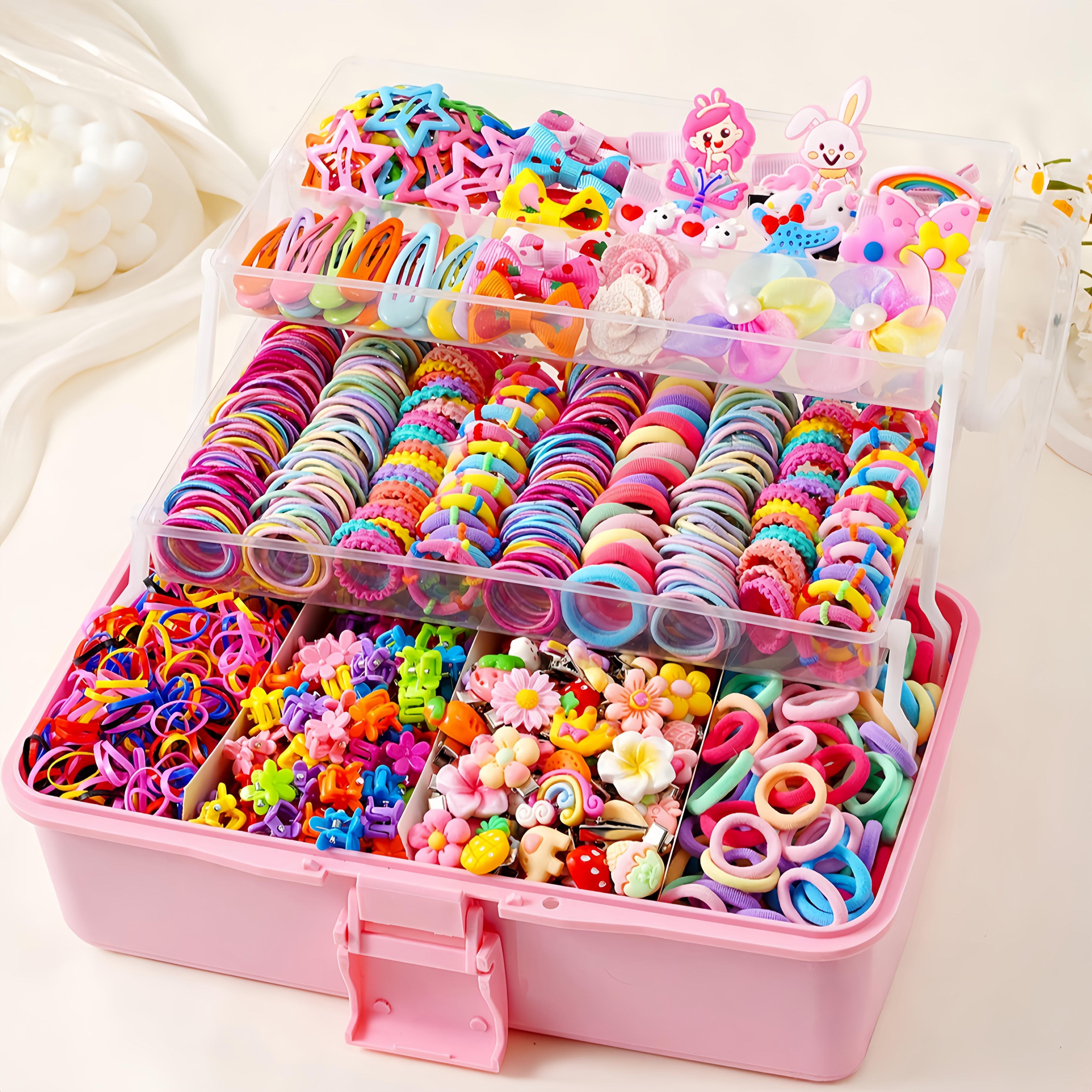 [Hair Accessory Set] 200-piece/618-piece dopamine sweet hair accessory set, suitable little girls, includes bow hair clips, princess hair clips, star and teardrop hair clips, flower hair clips, and simple hair ties