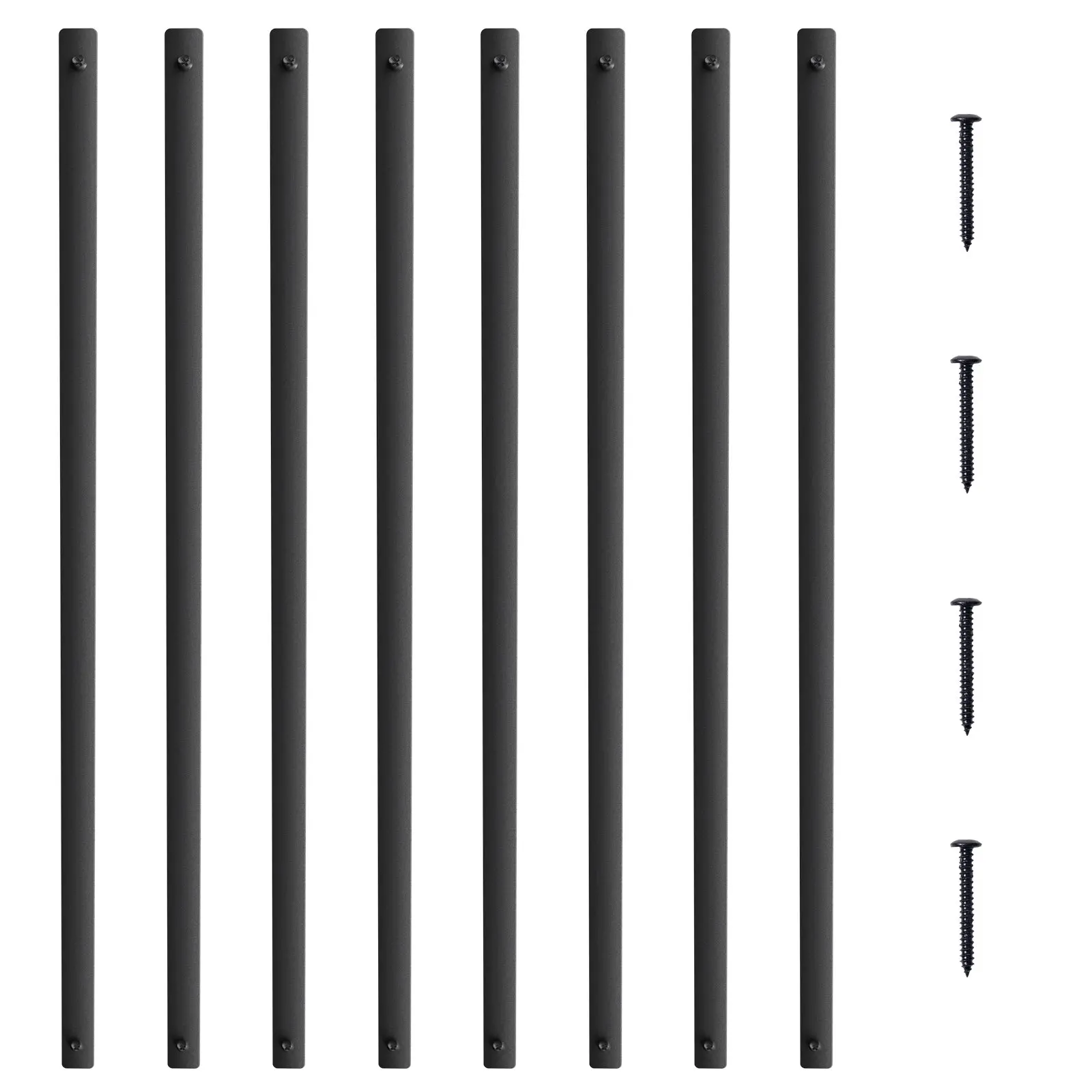 VEVOR Staircase Metal Balusters, 29.5''x 1'' Flat Aluminum Alloy Decorative Banister Spindles, 51 Pack Deck Baluster with Screws, Classic Hollow Deck Railing Satin Black Powder Coated for Porch