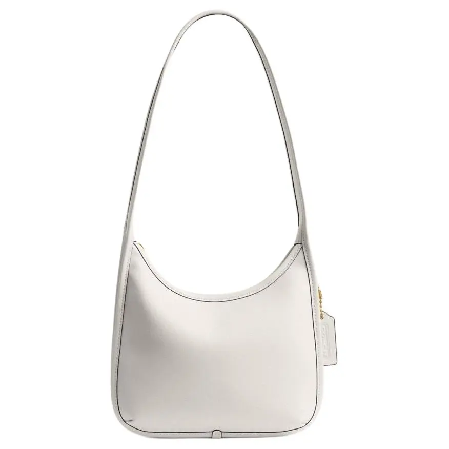 COACH Leather Crossbody Bag for Women – Medium Top-Zip Satchel with Snap Pocket, Chalk and Brass Accents