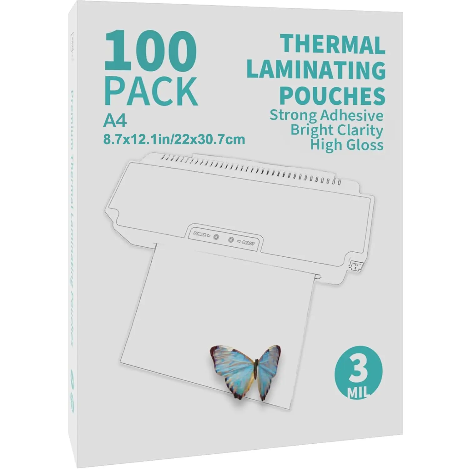 100 Pack A4 Thermal Laminating Pouches, Clear Laminator Sheets for Business Cards & Photos, Compatible with All Laminators