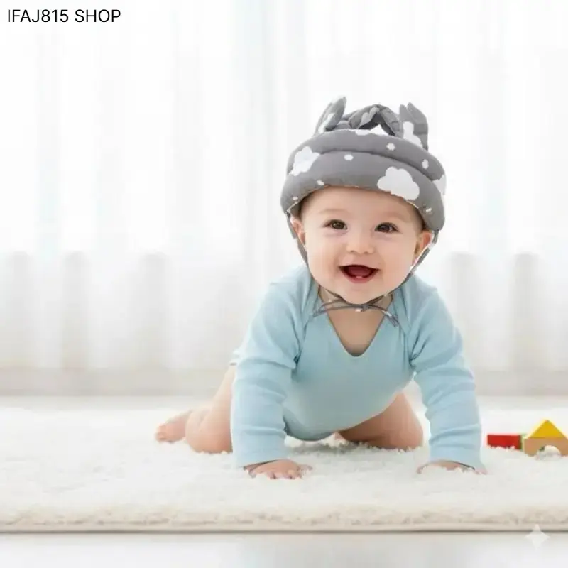 Baby Toddler Safety Bump Helmet, Soft Anti-Collision Padded Beanie - Shock-Absorbing, Lightweight, Adjustable, Breathable, Washable All-Season Head Protector for Crawling, First Steps