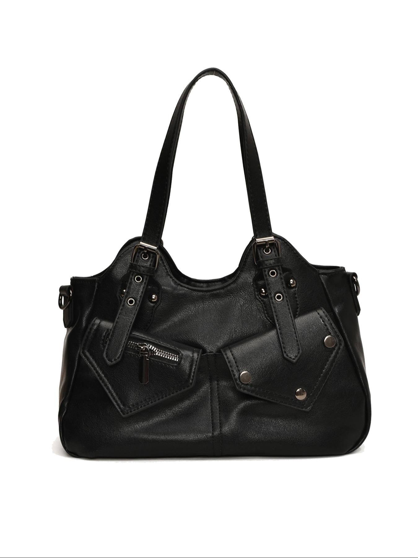 Women's Elegant Grommet Eyelet Design Tote Bag, Fashionable Large Capacity Shoulder Bag, Casual Versatile Crossbody Bag for Daily Outings, Short Outings, Mothers Day Gift Ideas