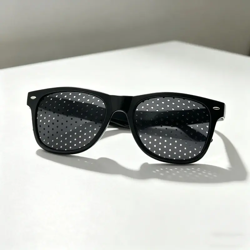 Black Pinhole Glasses for Natural Eyesight Improvement, Vision Correction & Eye Strain Relief, Lightweight Breathable Perforated Lens Eyewear for Myopia Astigmatism Digital Screen Use Daily Eye Training for Men Women