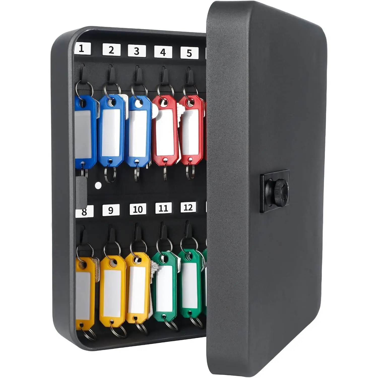 28-Key Steel Key Cabinet, Black Key Box with Combination Lock | Resettable Digital  Storage Box, Wall-Mounted Key Organizer with Colorful Key Tag Labels for Schools and Companies
